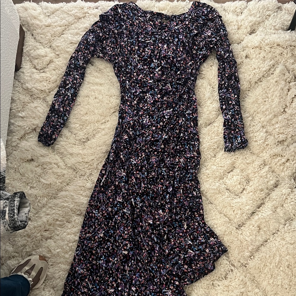 Joie Black and Purple Long Sleeve Dress